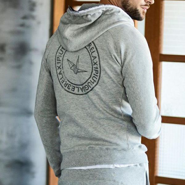 1PIU1UGUALE3 RELAX サークルロゴ パイピング パーカー メンズ USB  