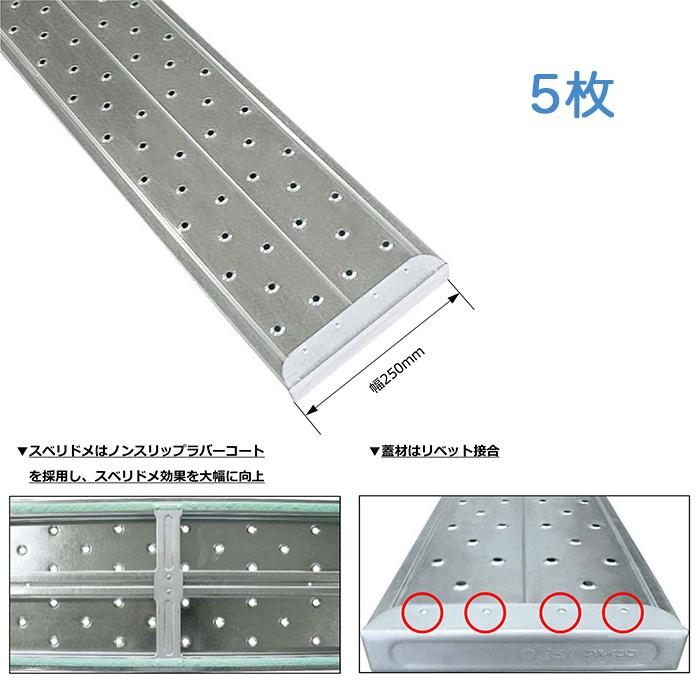 鋼製足場板 CLT1025 幅250mm 全長1m 5枚 プラチナプレート ※個人宅は 