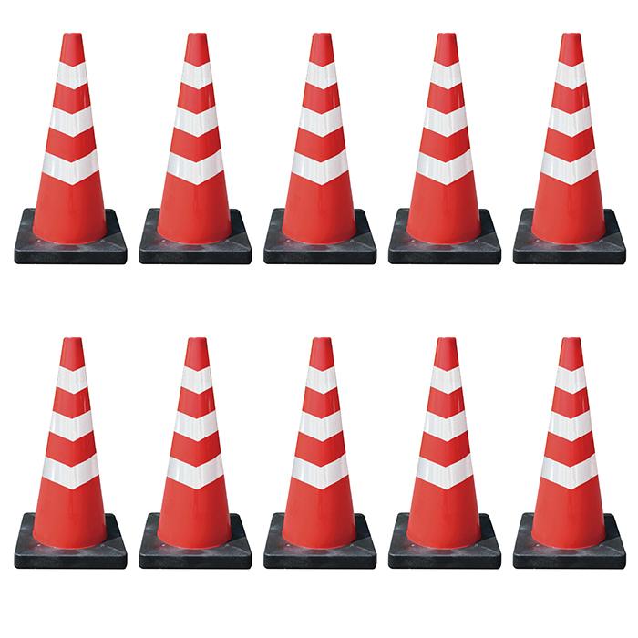 AZ Dコーン 赤 DCRW3 高さ＝約66cm 10本セット ベース付き 普通反射材