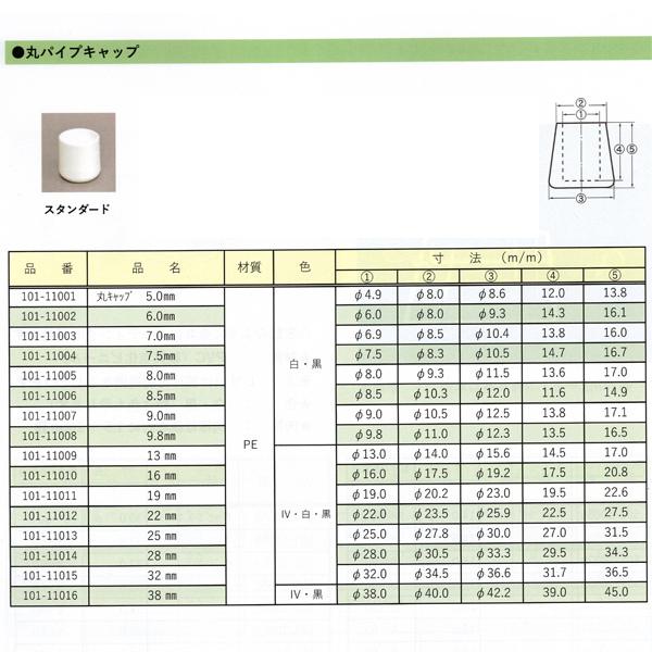 丸パイプ用キャップ 外径6.0mmパイプ用 100個セット ceg Φ6mm丸パイプの外径にはめるタイプ 丸パイプ用 丸キャップ 黒 白 樹脂 プラスチック 傷防止 101-11002|james|04