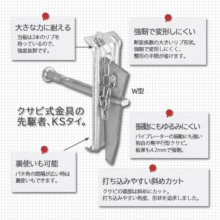 個人宅配送不可)KS タイ当板 角パイプ用 W型 60角用 100個 国元 個人宅配送不可)KS タイ当板 角パイプ用 W型 60角用 100個 国元