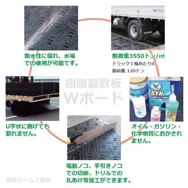 樹脂製敷板 軽量 Wボード 48 片面滑り止め 4×8 黒 1219×2438mm 1枚