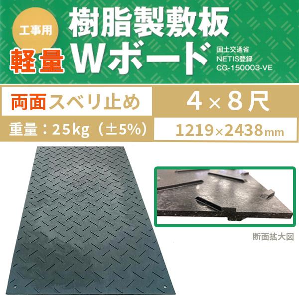樹脂製敷板 軽量Wボード 48 両面滑り止め 4×8 黒 1219×2438mm 1
