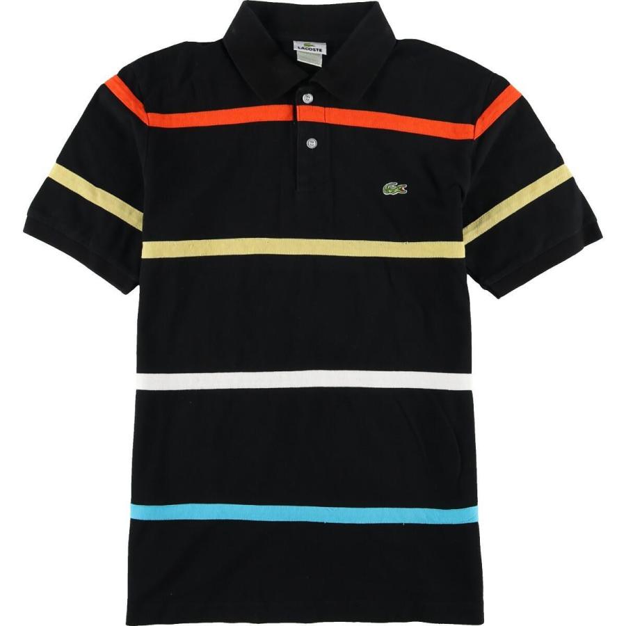 ラコステ LACOSTE フランス企画 ライン入り 半袖 ポロシャツ フランス製 7 メンズL 【中古】 【200502