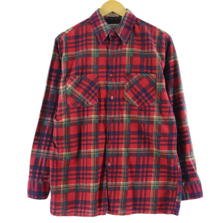 70´sビンテージ古着！ SAUCATUCK チェック柄プリントネルシャツ 