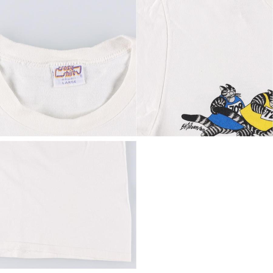 80~90年代 crazy shirts BKWban クリバンキャット アニマルプリントTシャツ USA製 レディースXL ヴィンテージ
