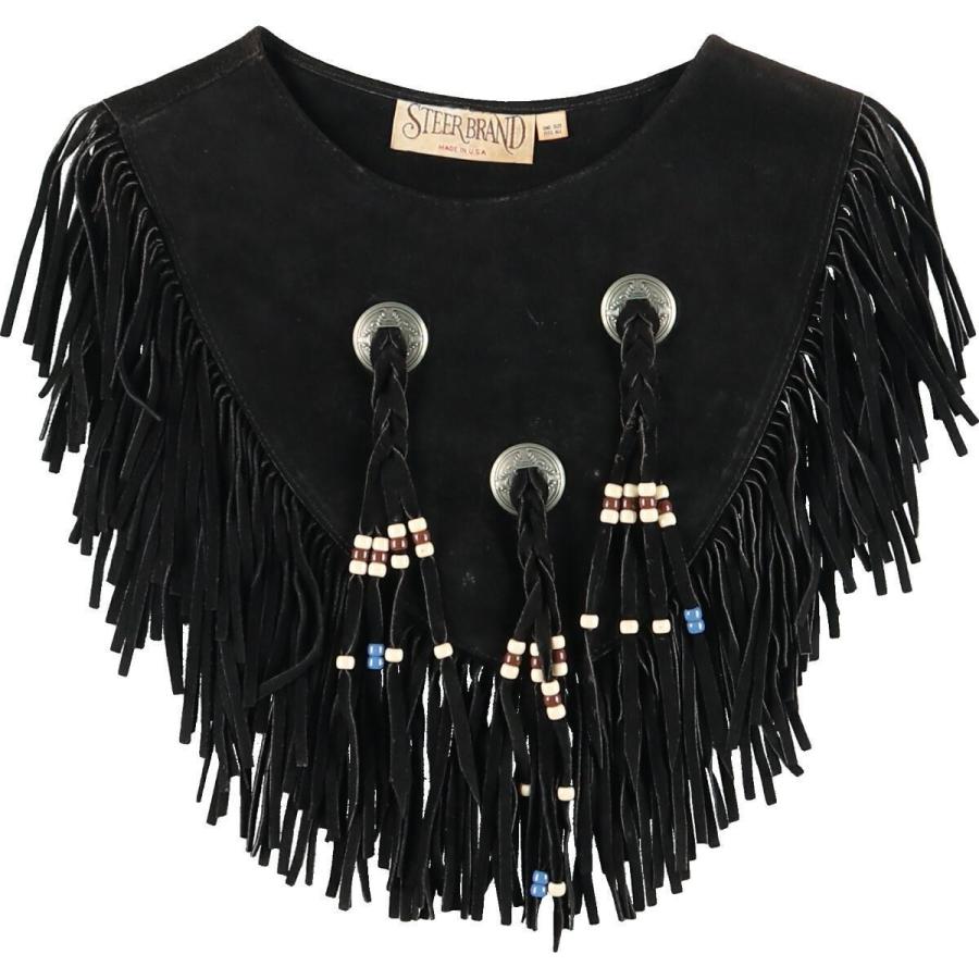 80年代 STEER BRAND 本革スエードレザー フリンジ コンチョ 付け襟 USA