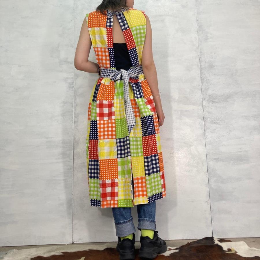 古着 70年代 Design House チェック柄 パッチワーク柄 エプロン