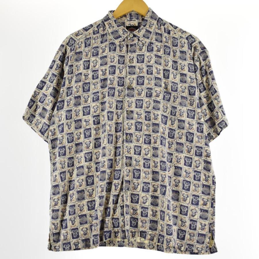 古着 ハーレーダビッドソン Harley-Davidson 総柄 半袖 コットンシャツ