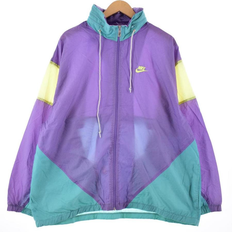 古着 90年代 ナイキ NIKE 銀タグ ナイロンジャケット レディースXL