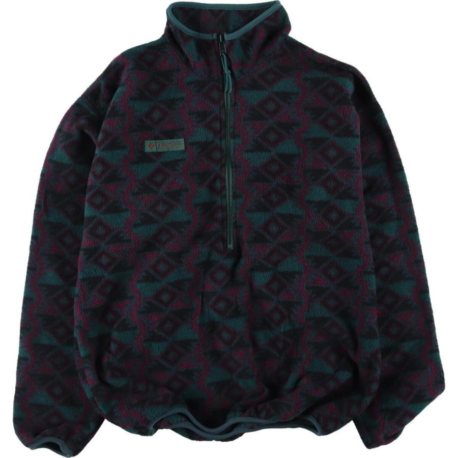 古着 90年代 コロンビア Columbia 総柄 ハーフジップ フリースプル