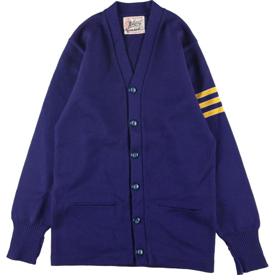古着 50年代~ Whiting ウールレタードニットカーディガン メンズS 