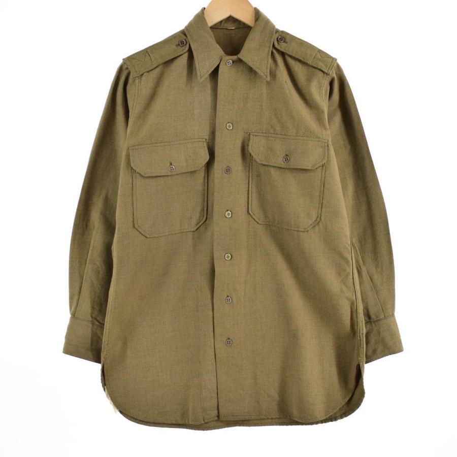 古着 40年代 米軍実品 U.S.ARMY ガスフラップ付き マスタードシャツ