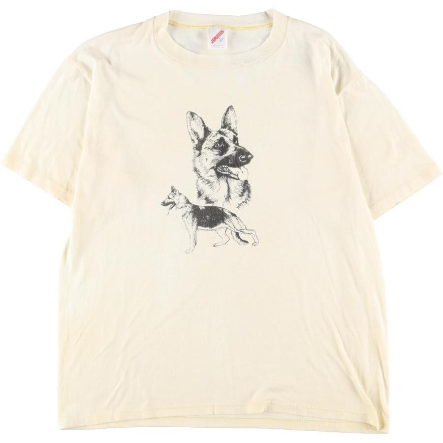 古着 80年代 ジャージーズ Jerzees 犬柄 アニマルプリントTシャツ USA