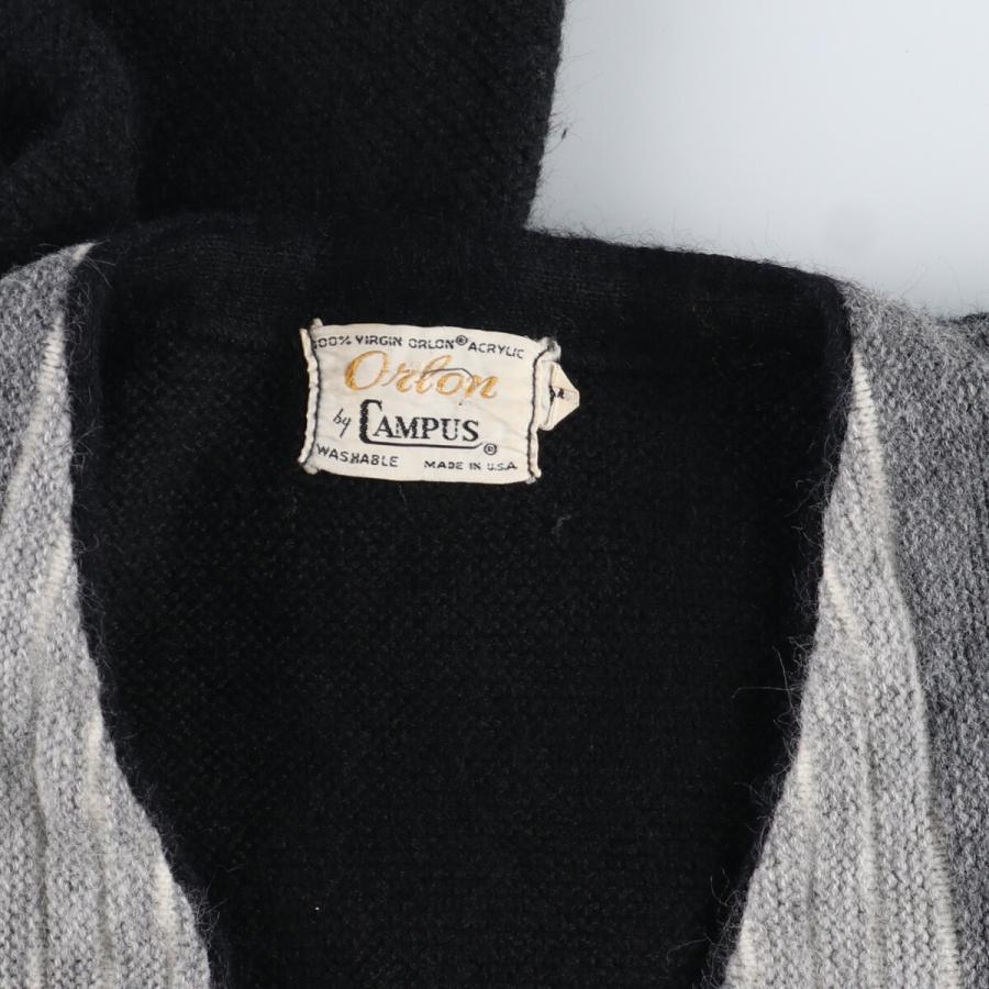 古着 60~70年代 Orlon by CAMPUS 総柄 アクリルニットカーディガン USA