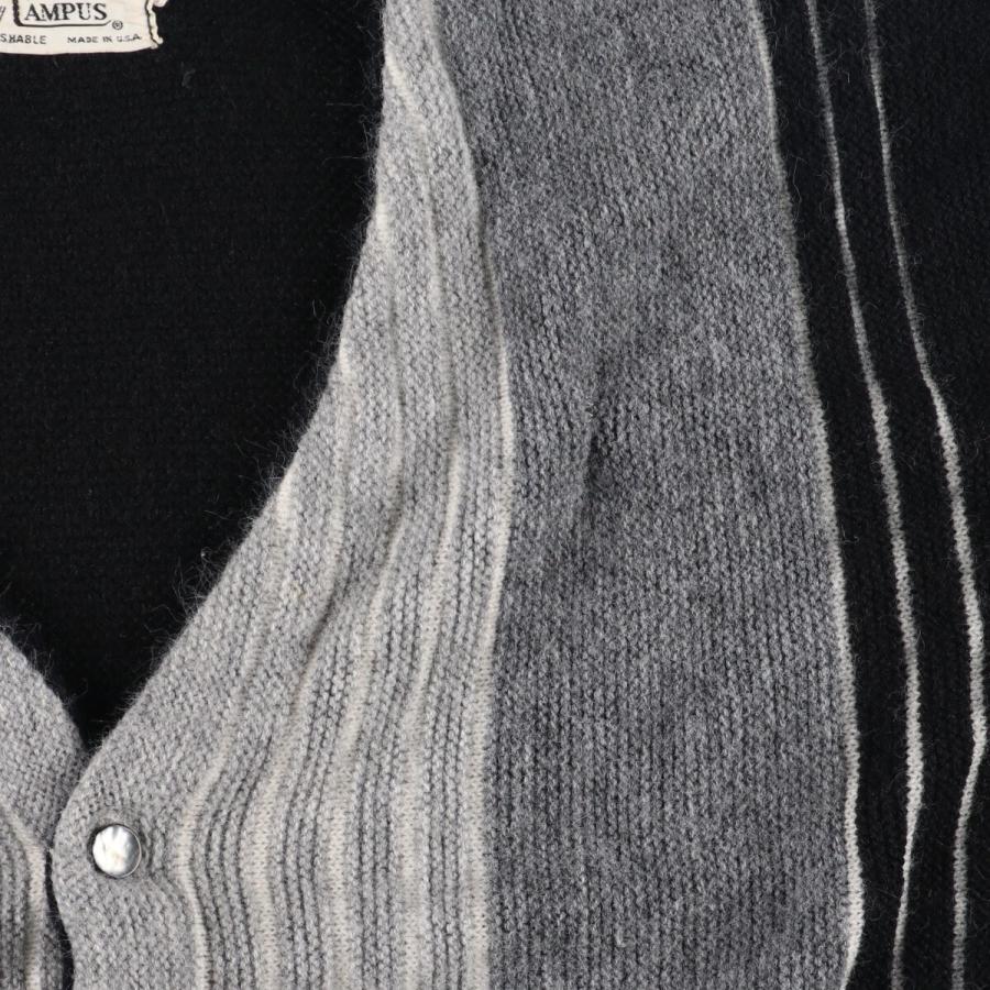 古着 60~70年代 Orlon by CAMPUS 総柄 アクリルニットカーディガン USA