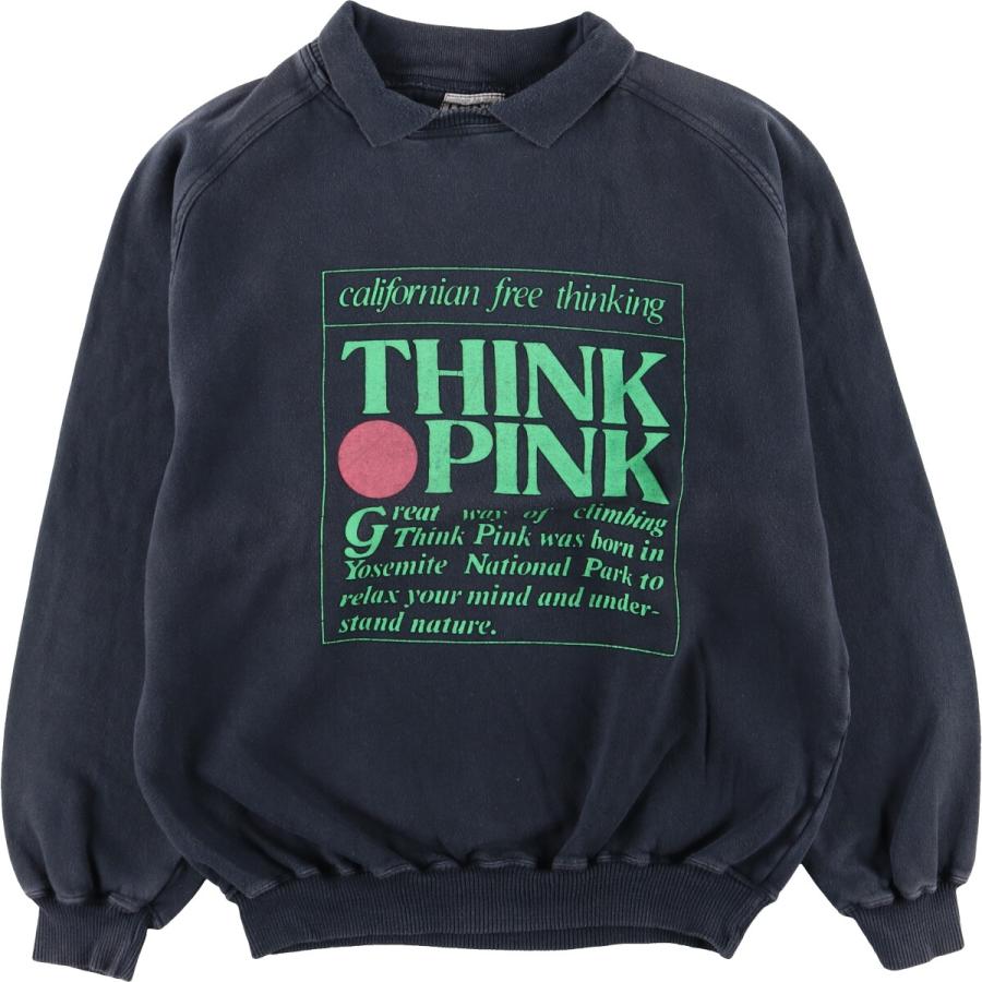 古着 THINK PINK 襟付き スウェットシャツ トレーナー イタリア製 