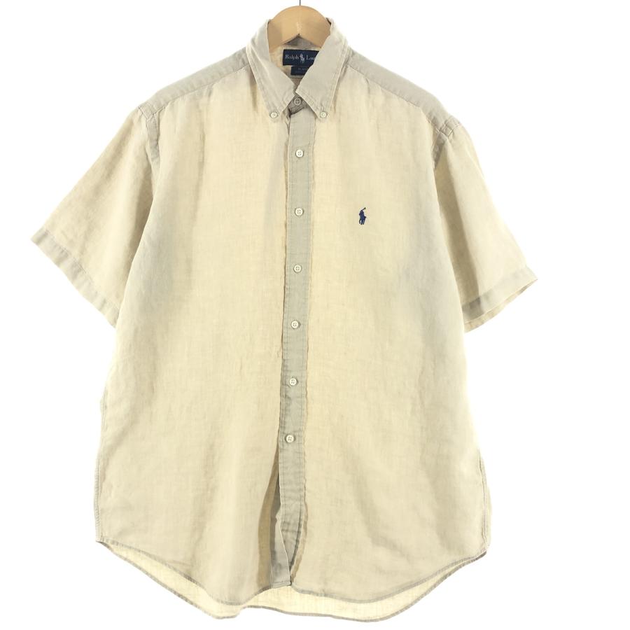 古着 ラルフローレン Ralph Lauren BLAKE 半袖 リネン ボタンダウン 