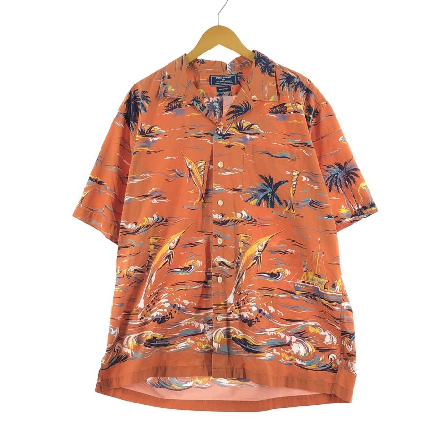 Ralph Lauren アロハシャツ オープンカラー カジキ柄 ラルフローレン 美品 POLO RALPH LAUREN アロハシャツ オープンカラー カジキ