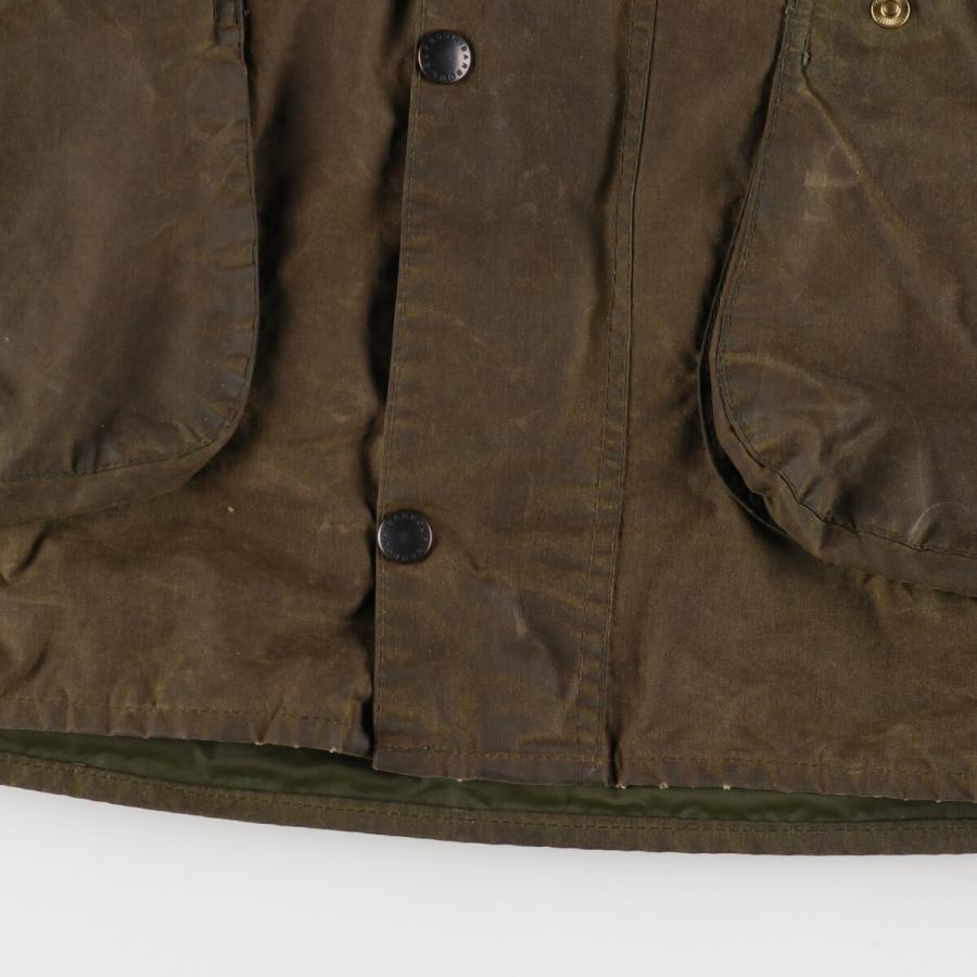 80s 90s バブアー BARBOUR BORDER 3ワラント オイルド 3WARRANT REPROOF BARBOUR BORDER OLIVE size-C46-毎日を楽しく