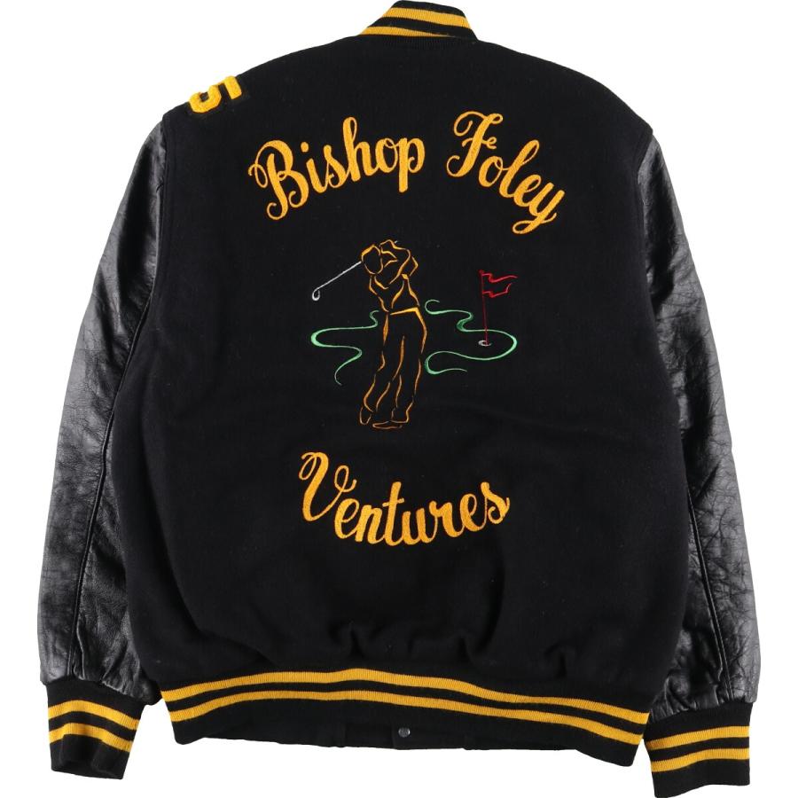 古着 90年代 HOLLOWAY 袖革ウールスタジャン アワードジャケット バー
