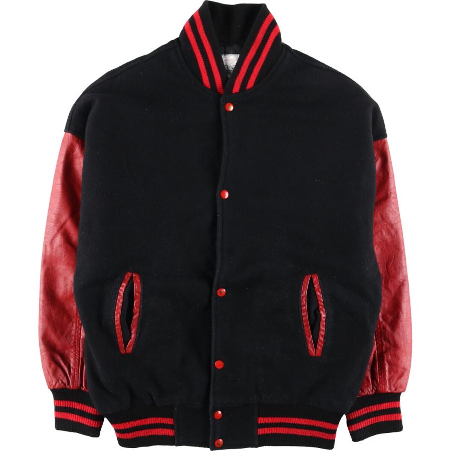 990 カナダ製スポーツウェア スタジャンウールレザー刺繍ロゴアメリカ