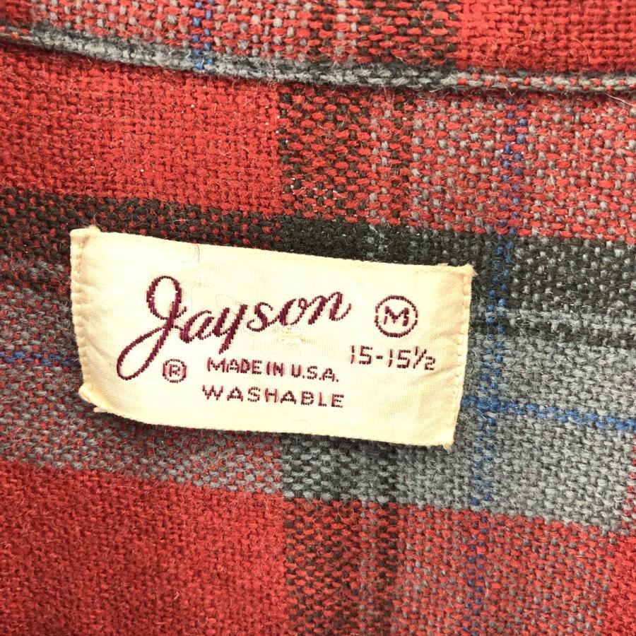 古着 60年代 jayson チェック柄 ウールボックスシャツ USA製 メンズM
