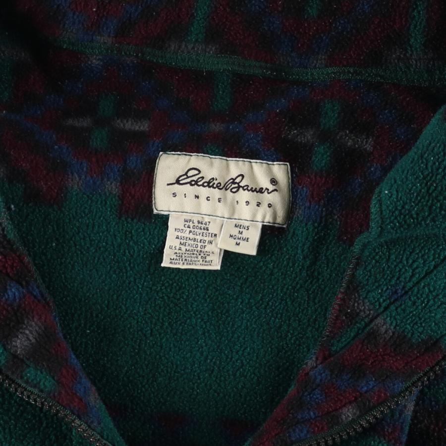 Eddie Bauer 古着 エディーバウアー 総柄 ハーフジップ フリース