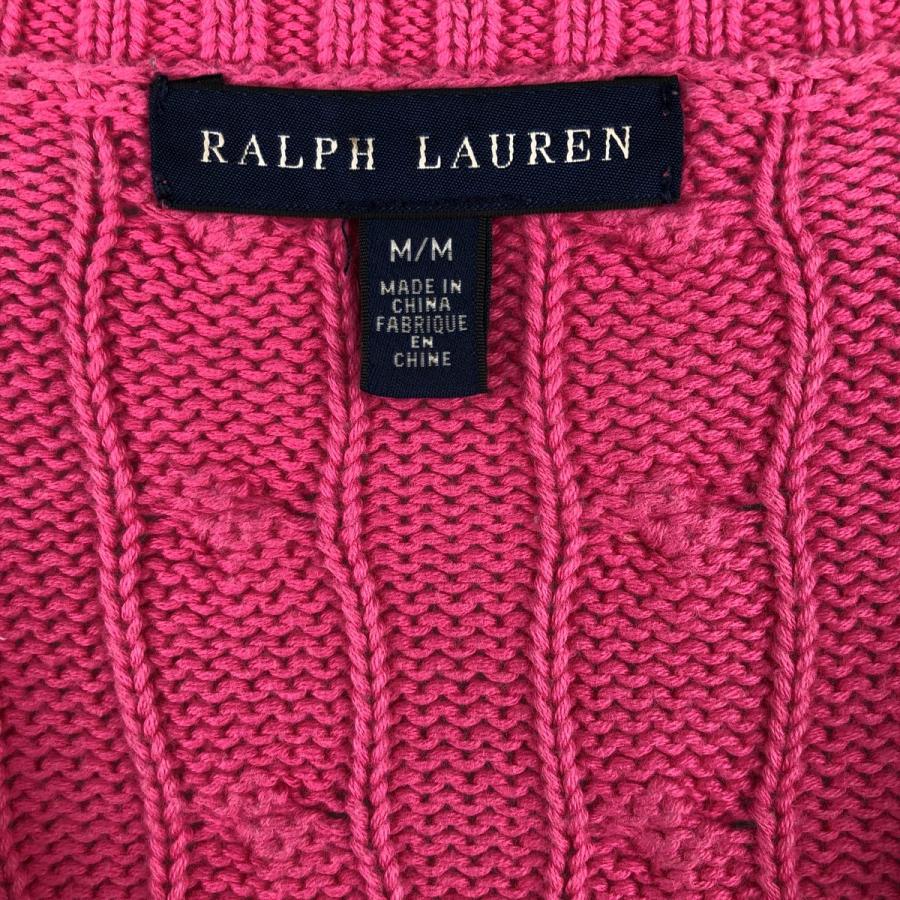 古着 ラルフローレン Ralph Lauren ケーブル編み Vネック コットンニットセーター レディースM相当 /eaa390429 古着 ラルフローレン Ralph Lauren ケーブル編み Vネック コットン