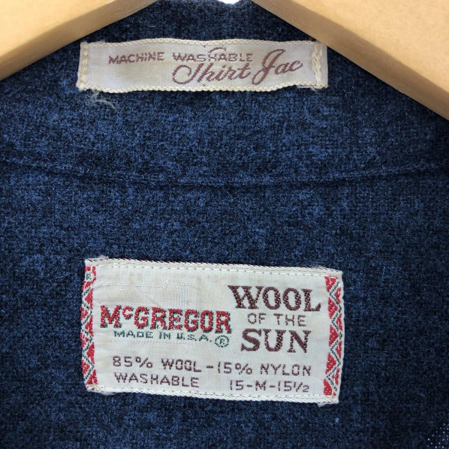 古着 60年代 マックレガー McGREGOR WOOL OF THE SUN オープンカラー ウールシャツジャケット USA製 メンズM ヴィンテージ /eaa398533｜jamtrading1｜03