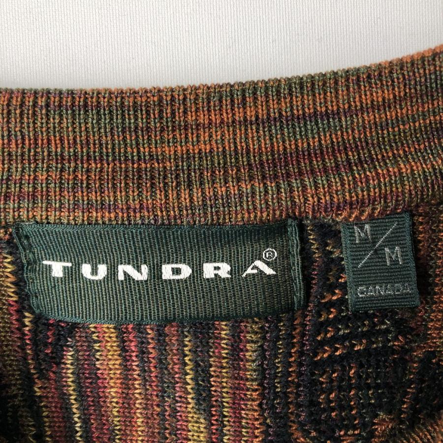 古着 90年代 TUNDRA 総柄 3Dニットセーター カナダ製 メンズM相当