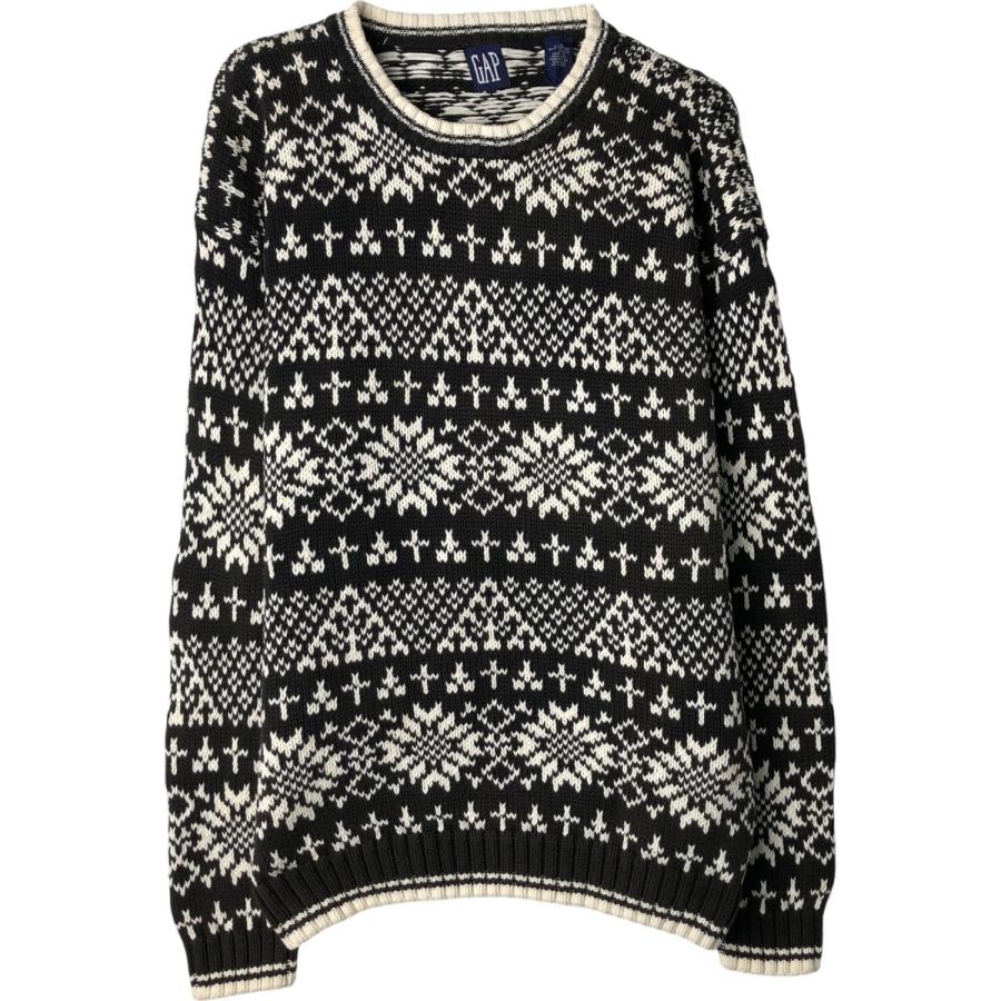 古着 90年代 ギャップ GAP オールドギャップ スノー柄 雪柄 コットンニットセーター メンズL相当 ヴィンテージ/eaa399450 GAP（ギャップ） 古着 90年代 オールドギャップ スノー柄 雪柄