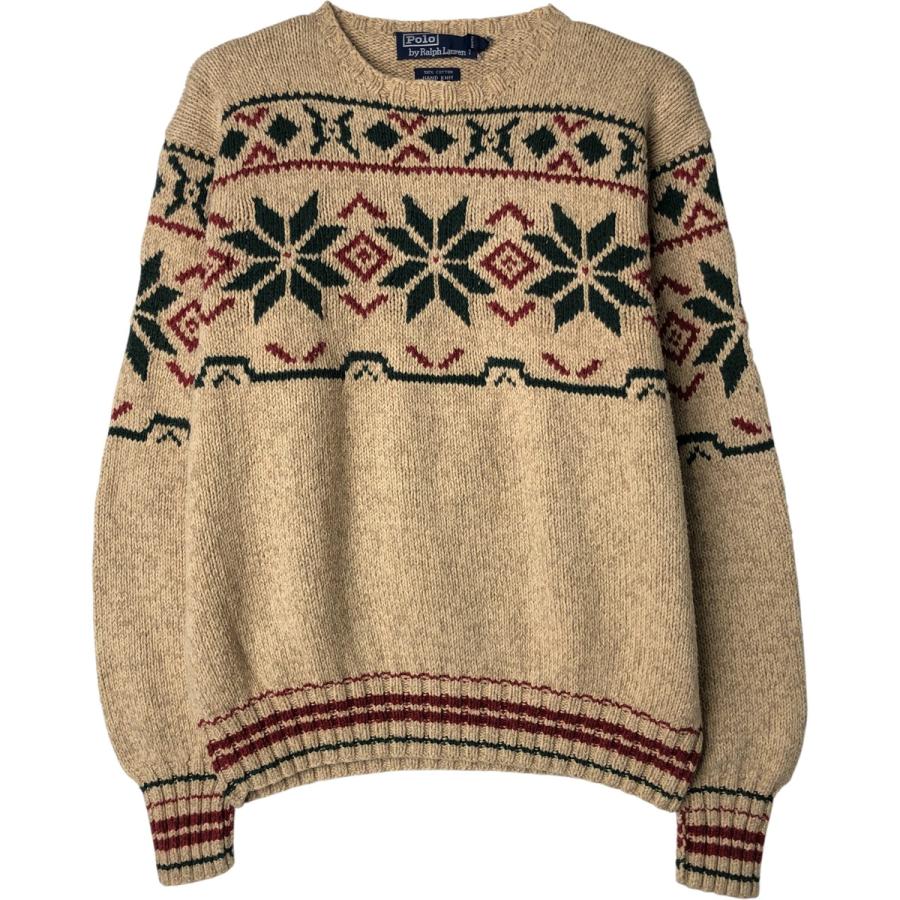 古着 ラルフローレン Ralph Lauren POLO by HAND KNIT スノー柄 雪柄