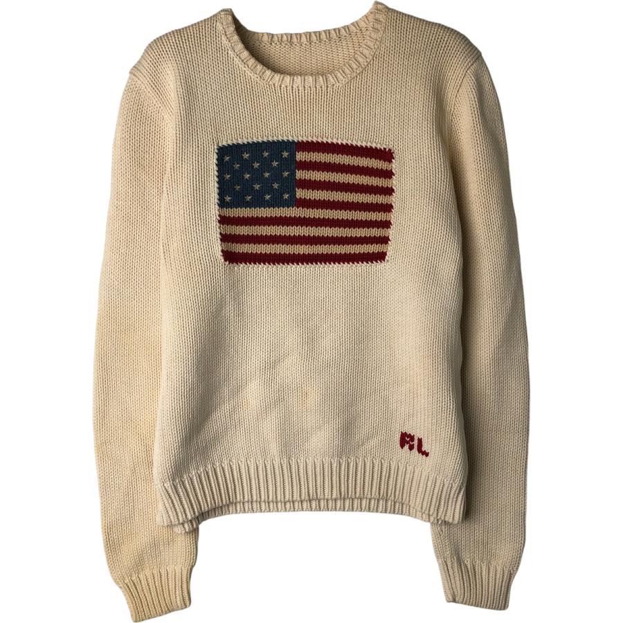 古着 ラルフローレン Ralph Lauren 星条旗柄 コットンニットセーター 