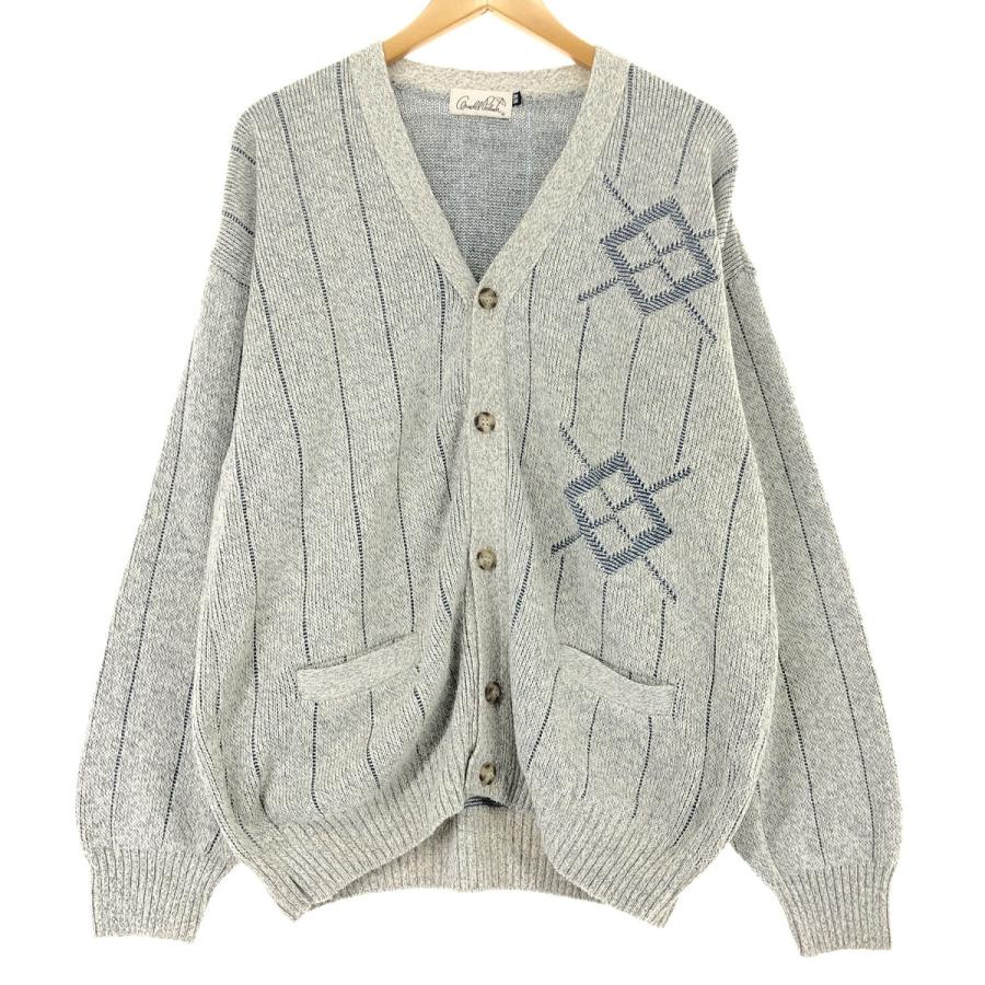 古着 90年代 ARNOLD PALMER 総柄 コットン×アクリルニットカーディガン