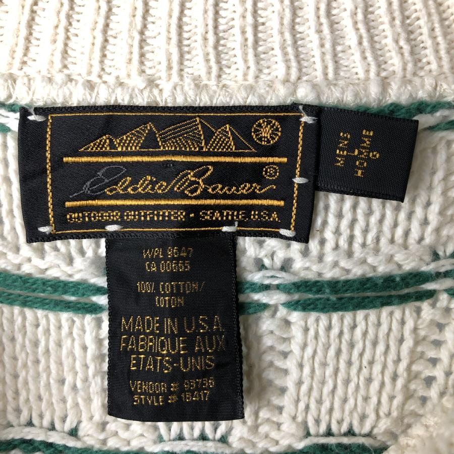 古着 エディーバウアー Eddie Bauer 総柄 コットンニットセーター USA製 メンズL相当/eaa399947 Eddie Bauer（エディーバウアー） 古着 総柄 コットンニットセーター