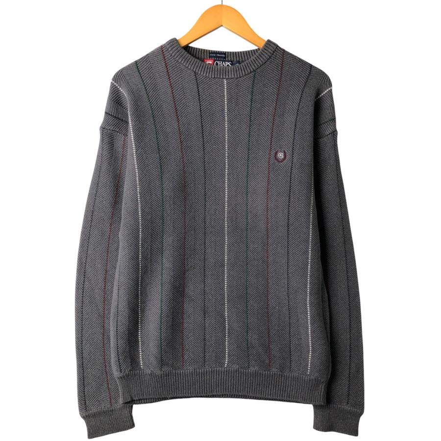 古着 ラルフローレン Ralph Lauren CHAPS チャップス ストライプ柄 ヘリンボーン コットンニットセーター メンズS相当/eaa399971 古着 ラルフローレン Ralph Lauren CHAPS チャップス ストライプ柄