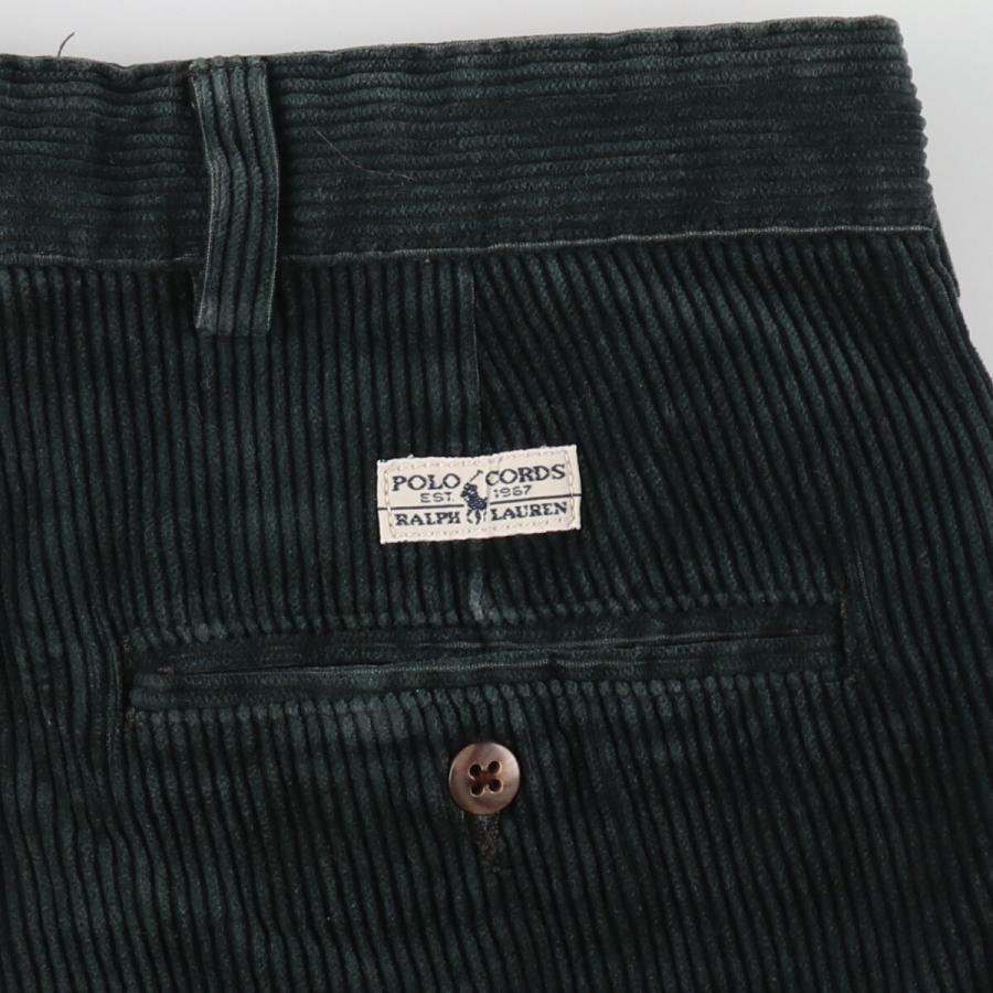 【90s】ralphlaurenラルフローレン　ブラックコーデュロイパンツW34 古着 90年代 ラルフローレン POLO by Ralph Lauren ツータック