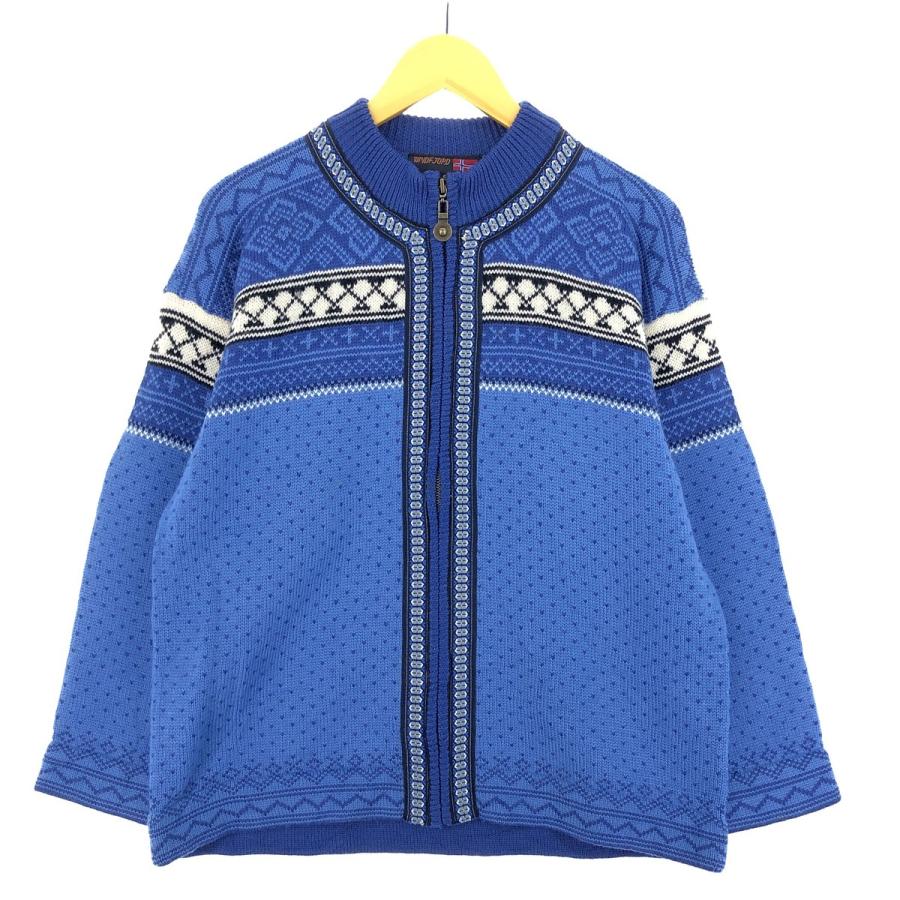古着 WINDFJORD 総柄 ウールニットフルジップセーター ノルウェー製 