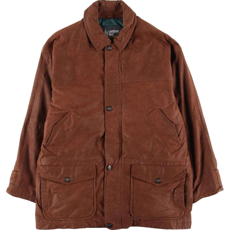ロンドンフォグ 本革レザー レザーカーコート ヴィンテージ 古着 ロンドンフォグ LONDON FOG レザーカーコート メンズL /eaa415375