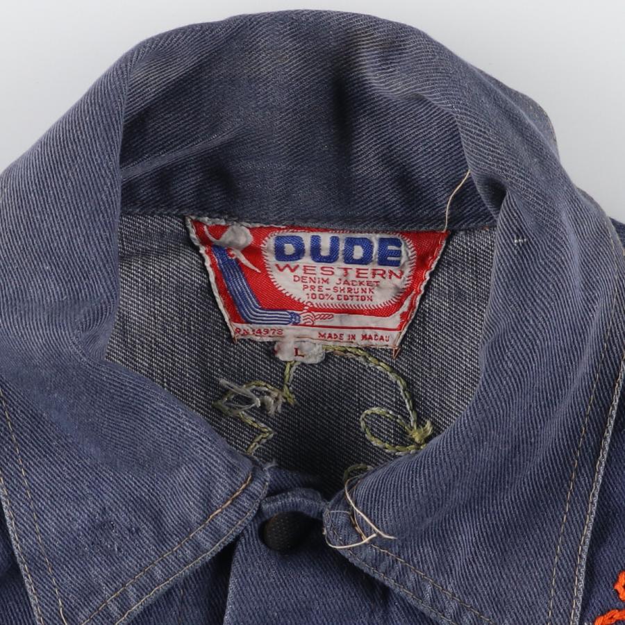 古着 80年代 DUDE WESTERN バック刺繍 デニムジャケット レディースL ヴィンテージ /eaa420091 古着 80年代 DUDE WESTERN バック刺繍 デニムジャケット