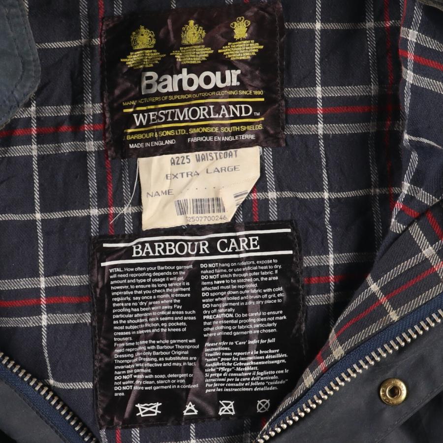 古着 90年代 バブアー Barbour WESTMORLAND 旧3ワラント ワックスコットン オイルドベスト 英国製 メンズL ヴィンテージ /eaa420747｜jamtrading1｜04