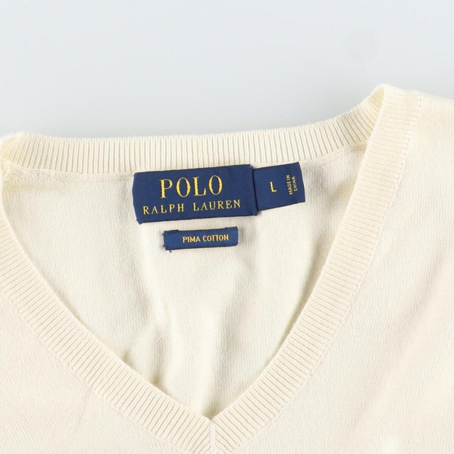 古着 ラルフローレン Ralph Lauren POLO RALPH LAUREN Vネック ピマコットンニットベスト メンズL /eaa420864｜jamtrading1｜03