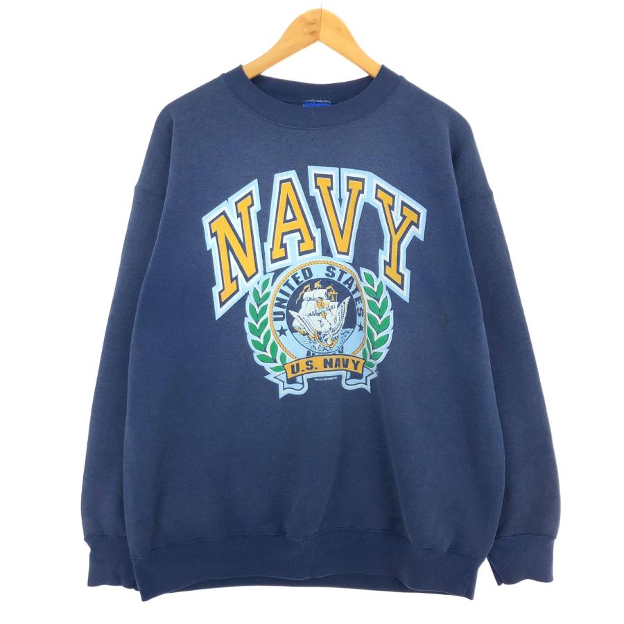 古着 90年代 SAVVY U.S.NAVY プリントスウェットシャツ トレーナー USA