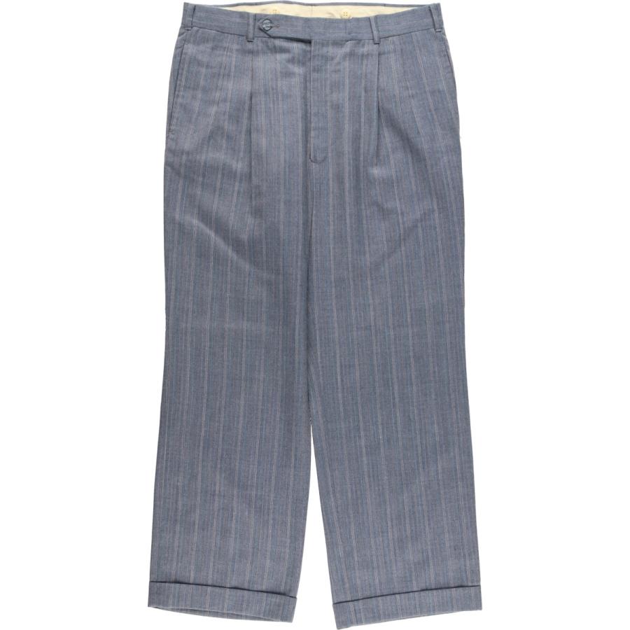 古着 80年代~ ストライプ柄 ツータック スラックス ワイドパンツ