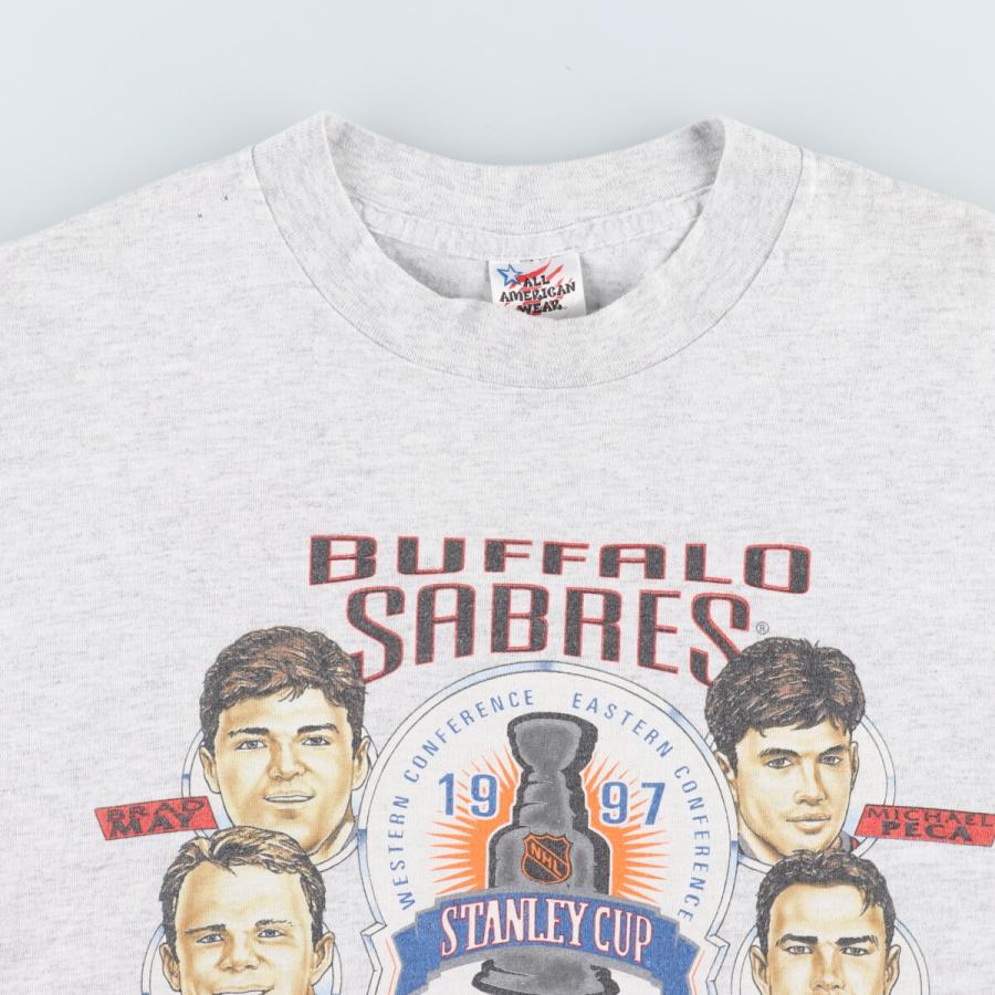 古着 90年代 ALL AMERICAN WEAR NHL BUFFALO SABRES バッファローセイバーズ 1997 STANLEY CUP プリントTシャツ USA製 メンズL ヴィンテージ /eaa427619｜jamtrading1｜06