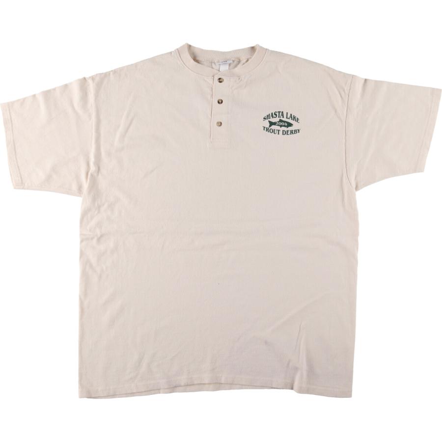 古着 00年代 COTTON DELUXE 魚柄 ヘンリーネック バックプリント 古着 00年代 COTTON DELUXE 魚柄 ヘンリーネック バックプリント