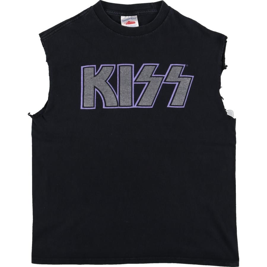 古着 TENNESSEE RIVER KISS キッス ノースリーブ カットオフ バンドT 