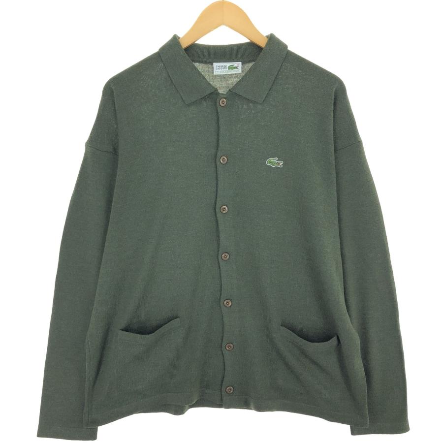 80s CHEMISE LACOSTE ラコステ ウール カーディガン 4 LACOSTE 古着 80年代 ラコステ CHEMISE 襟付き ウール×アクリル