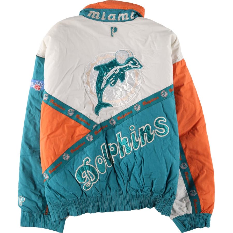 【PRO PLAYER】NFL マイアミドルフィンズ 中綿ジャケット ブルゾン 古着 90年代 PRO PLAYER NFL マイアミドルフィンズ 中綿